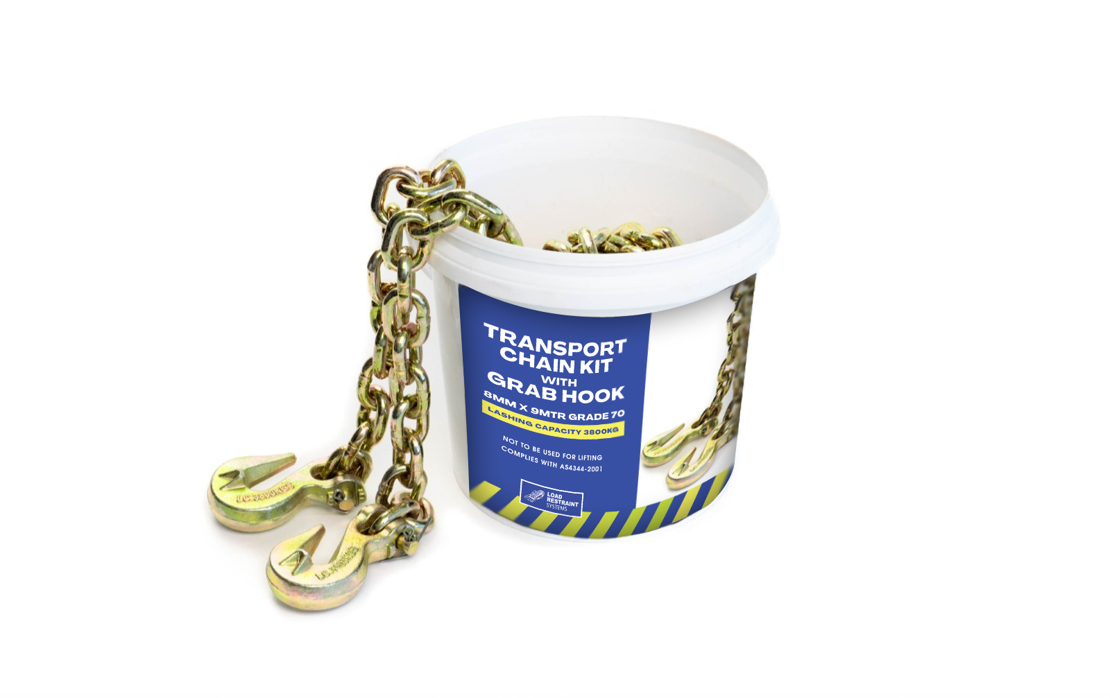 G70 Chain 8mm x 9mtr With Grab Hooks LC:3800kg